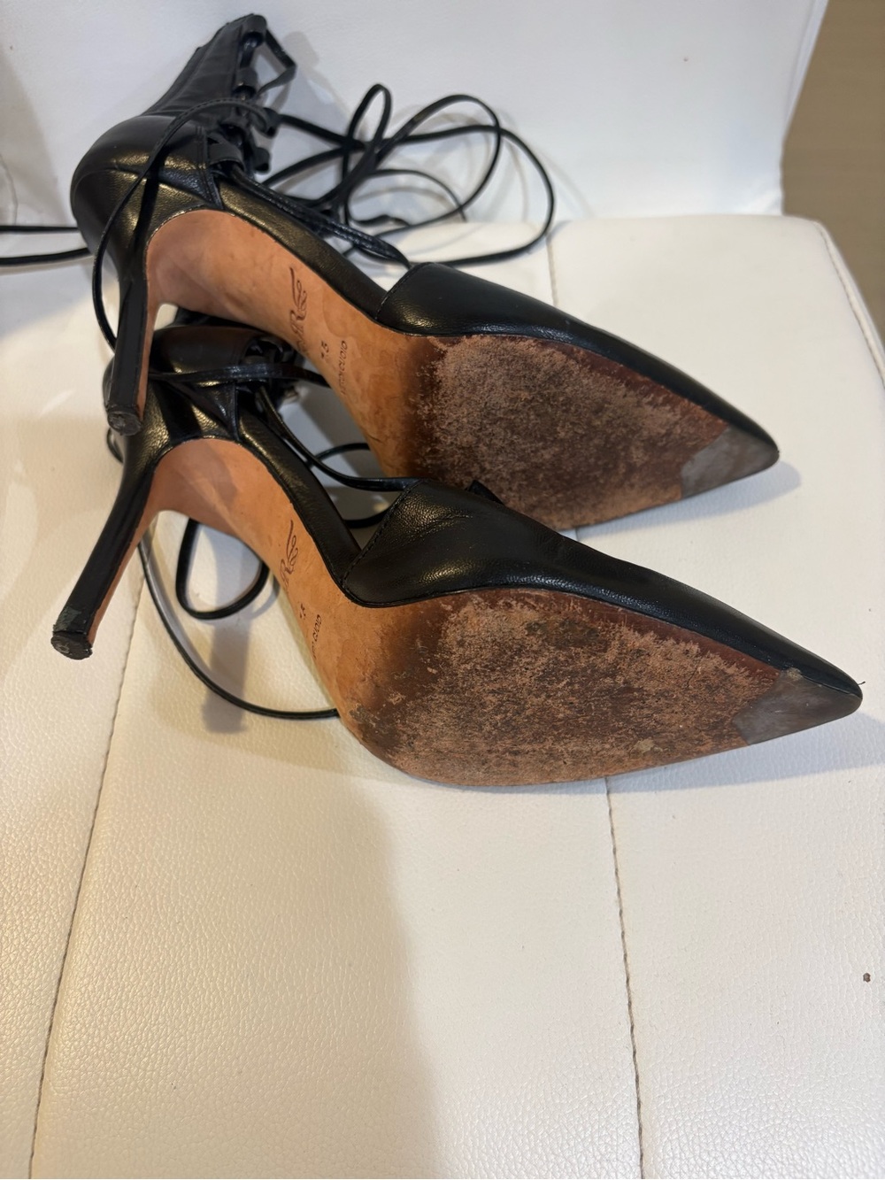 Rachel Roy Black Lace-Up Pointed-Toe Women's Heels - Picture 4 of 5